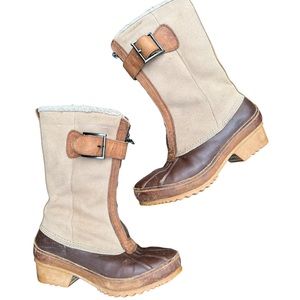 Sorel tall winter boots front zipper/ light brown size 5